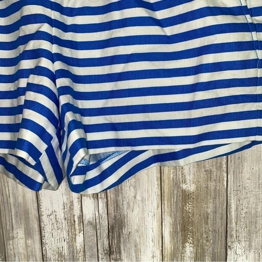NWT J.Crew Blue White Striped Pull On Shorts Elastic Waist Size 8 - Picture 5 of 6